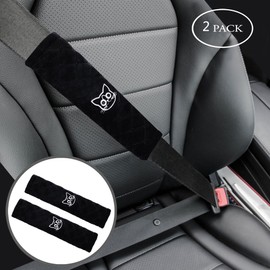 Amooca Soft Auto Seat Belt Cover Seatbelt Shoulder Pad Cushions 2 PCS for a More Comfortable Driving Universal Fit for All Cars and Backpack Black Cat