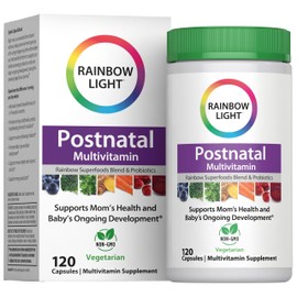 Rainbow Light Postnatal Multivitamin for Women | Supports Mom’s Health & Baby’s Development Plus Immune Health with Vitamin C and Zinc | Superfoods Blend & Probiotics | 120 Vegetarian Capsules