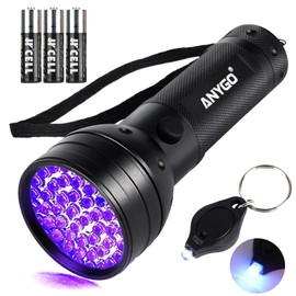 ANYGO 51 LED UV Black Light Flashlight, 395nm Portable Ultraviolet Pet Urine Detector for Dog Cat Stains, Bed Bugs, Scorpions, Resin Curing, Keychain Flashlight & Battery Included