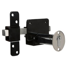 GateMate Long Throw Gate Lock 1490156, Euro Profile Keyed Alike Lock for Sheds & Gates, Keyed Outside with Thumb Turn Inside, 316 Stainless Steel, for Wooden Gates & Doors Up to 2 ¾” (70mm), 5 Keys