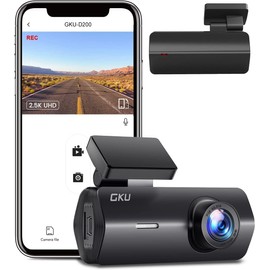 GKU Dash Cam Car Front, 2.5K 1600P WiFi Car Camera, 170° Wide Angle Mini Front Dash Camera for Cars, WDR, Super Night Vision, G-Sensor, Parking Monitoring, Loop Recording, App Control, Max 256GB