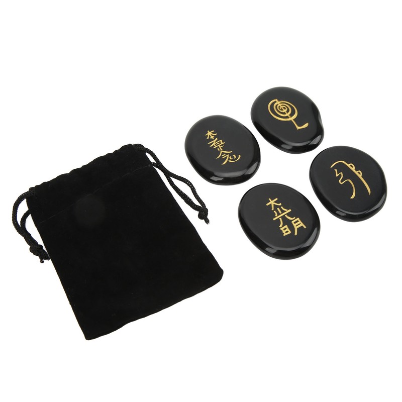 4Pcs Reiki Symbols Stones Smoother Surfaces Engraved Reiki Stones for