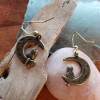 CAT Handmade Rustic Bronze Cat Sitting on the Moon Earrings