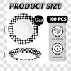 Whaline 100Pcs Plaid Paper Bowl 9Oz Black White Checkerboard Disposable