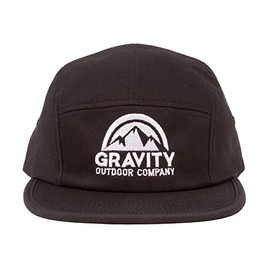 Gravity Outdoor Co. 5 Panel Hat - Black White Logo