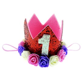 Princess Crown with Roses Birthday Party Adult Children Unisex Colour Red 1 Year Gift Idea for Parties
