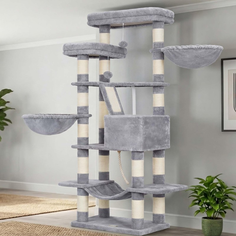 Heybly Cat Tree, 68 inch Multi-Level Cat Tower for Indoor