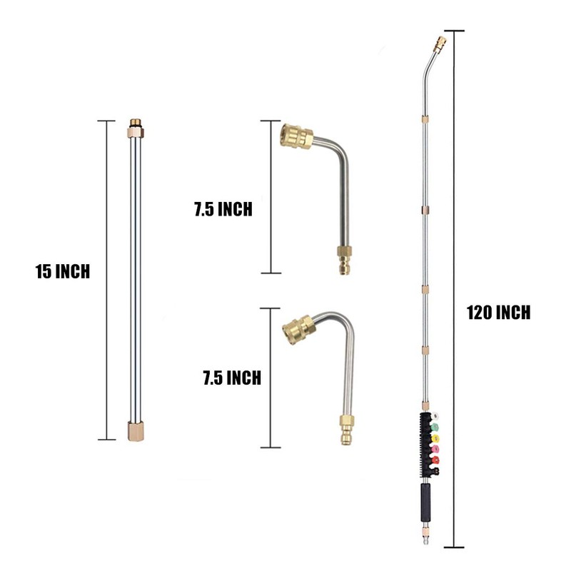 Selkie 120inch Stainless Steel Pressure Washer Extension Wand Power Washer