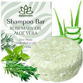 Relaxcation- Barra de champú sólido orgánico de romero y aloe vera para el crecimiento del cabello, refrescante e hidratante  Herbal                  