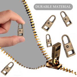 8 Pieces Zipper Pull Replacement Zipper Repair Kit Zipper Slider Pull Tab Metal Zipper Fixer Head for Luggage Backpack Jacket Suitcase Coat (Bronze)