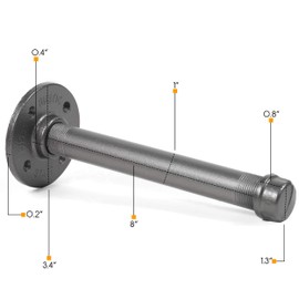 Rustic State Set of 4 Pipe Decor Industrial Shelf Brackets 3/4 Inch Diameter Heavy Duty Wall Mounted DIY Bracket 8 Inch Gray