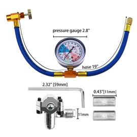 R134a Refrigerant Recharge Hose Kit with BPV31 Piercing Valve for Bullet,Charging Hose Refrigerant Can Tap with Gauge,R134a can to R-12/R-22 port