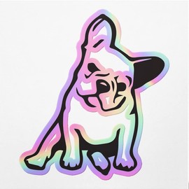 Holographic Decal Stickers of French Bulldog Kute Premium Waterproof Vinyl Decal Stickers for Laptop Phone Accessory Helmet Car Window Mug Tuber Cup Door Wall Decoration ANDVER3015000HO