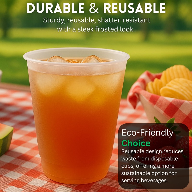 Concession Essentials – 12oz Frost Flex Plastic Cups – Shatterproof