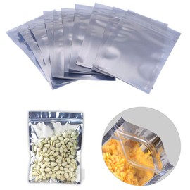 Luckycivia 100 PACK Resealable Clear Ziplock Smell Proof Pouch Aluminum Foil Zip Lock Bulk Food Storage Bag, Plastic Aluminum Material,3.54 x 6 inch