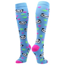 MadSportsStuff Happy Panda Bear OTC Socks (Sky Blue, Large) - Sky Blue,Large