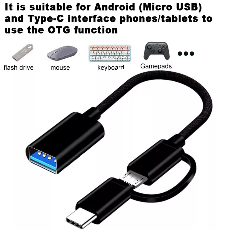 Universal 2 In1 Type C Micro USB Male To USB