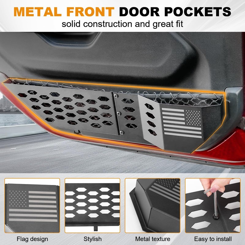 CALBEAU Metal Front Door Pocket Storage Box Compatible with Jeep