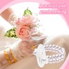 Hicarer 12 Pcs Pearl Wrist Corsage Bracelet Elastic Wristlet Band