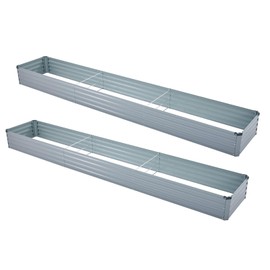 Meberam 2 Pack 12x2x1FT Galvanized Raised Garden Beds Kit Outdoor Metal Gardening Planter Box for Vegetable Elevated Flower Herbs,Gray