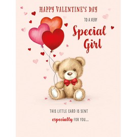 Piccadilly Greetings Cute Valentines Day Card, Special Girl, Heart bear - 8 x 6 inches
