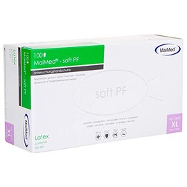 MaiMed Soft PF Disposable Latex Examination Gloves with Rolled Edge x-large light beige 100.00