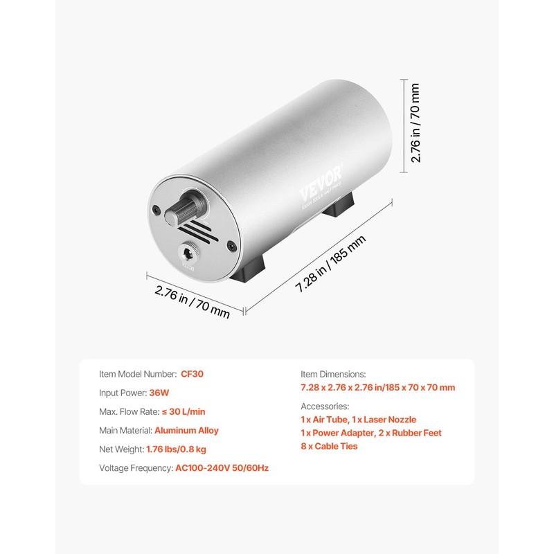 VEVOR Adjustable 30 L/min Airflow, Air Assist Pump Kit Cutter,