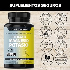 Citrato de Magnesio + Citrato de Potasio | 1334 mg de citrato de magnesio y citrato de potasio | Adicionados con Platano en Polvo, Curcuma y Arroz | C