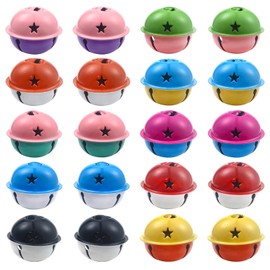 TOAOB Pack of 20 Christmas Bells 4 cm Colourful Large Metal Bells for Christmas Decoration Wedding Birthday Party Decoration