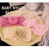 Kenjudess 3pcs Baby Girl Flower Nylon Headbands Soft Stretchy Donut