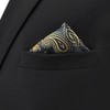 SHLAX&WING Paisley Black Golden Pocket Square Men's Necktie Silk MH10