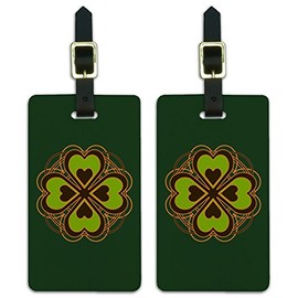 Four Leaf Clover Lucky Luggage ID Tags Suitcase Carry-On Cards - Set of 2