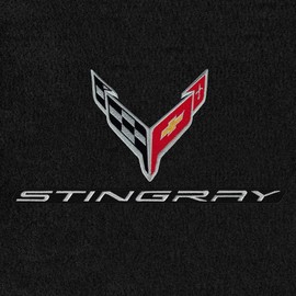 Lloyd Mats Compatible with C8 Corvette 2020-ON Ebony Floor Mats 2PC with Flags & Stingray Logo