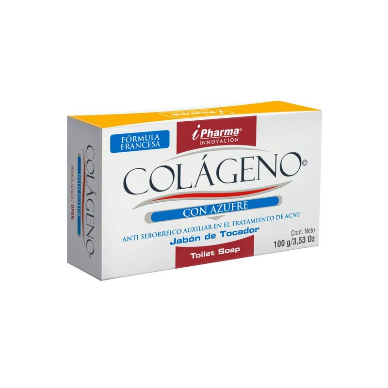 5 Pzas Colágeno Jabón Barra con Azufre 100 gr