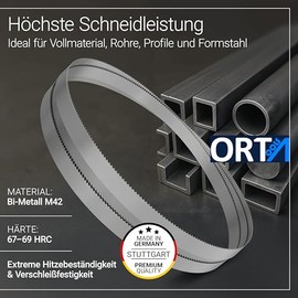 ORTA Bi-Metal M42 HSS - 10 mm Wide - Nail-Resistant Band Saw Blades for Wood and Pallets (0.90 mm x 6 TPZ, 2100 mm)
