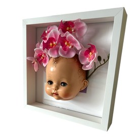 Handmade Vintage Framed Doll Head 'Orchid' - Mixed Up Dolly
