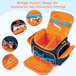 LoDrid Travel Case Compatible with Tonie Box, Carrying Case for Audio Player Set with Shoulder Strap and Handle, Storage Bag with Multiple Pockets for Charge, Headphone and Accessories, Blue, Bag only