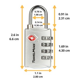 3 Pack TSA Luggage Locks with 4 Digit Combination – Heavy Duty Set Your Own Padlocks for Travel, Baggage, Suitcases & Backpacks - Silver