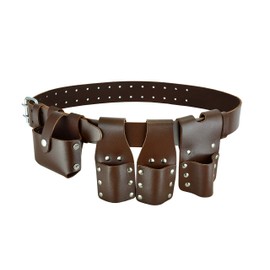 Leather Tool Belt Brown 4 Tools Holder Leather Pouch Full Leather Tools Set Pockets Tape Level Holder Ratchet Spanner Pockets