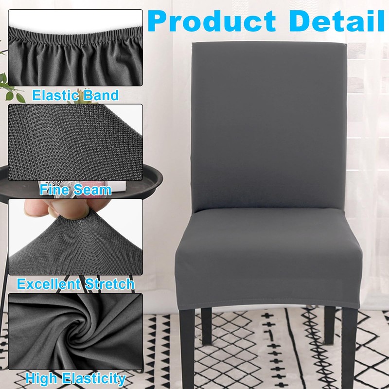 Stretch Chair Covers, Set of 6, for Dining Room Chairs,