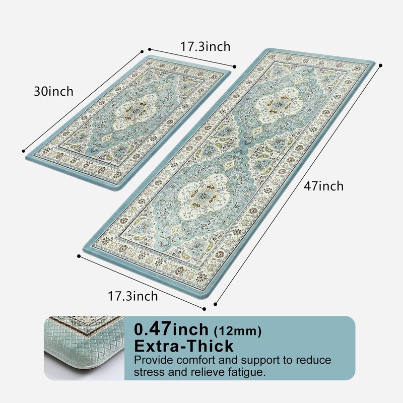 Collive Boho Anti Fatigue Kitchen Mats Sets 2 Piece Non
