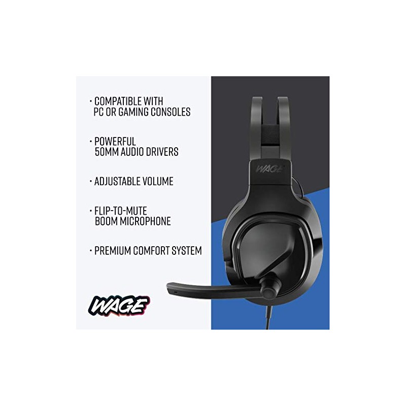 Wage Pro Universal Wired Gaming Headset - Black/Blue