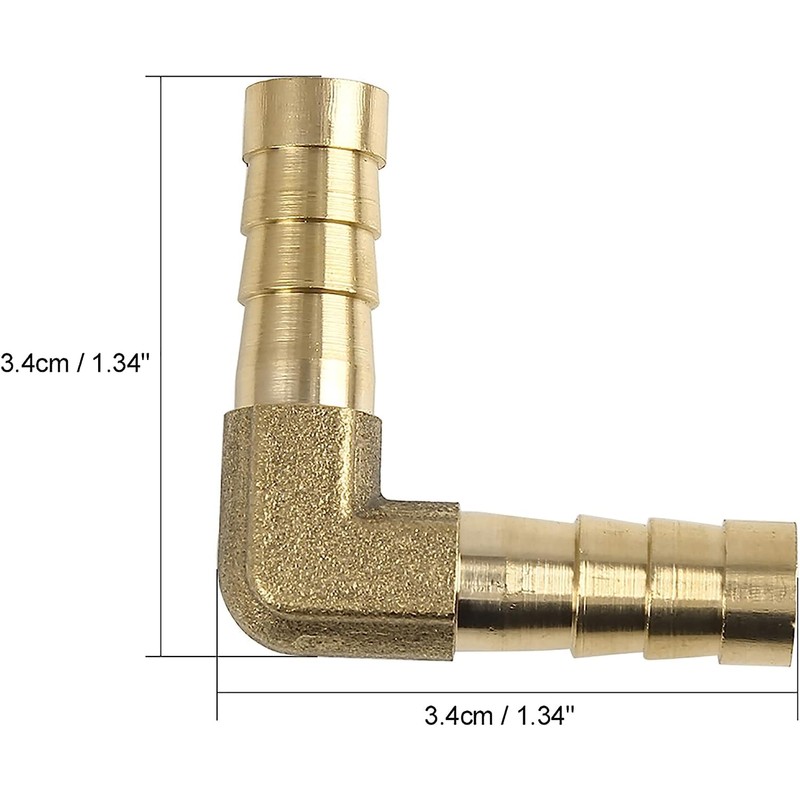 5pcs 8mm Brass Barb Elbow 90 Degree Male Thread Connector