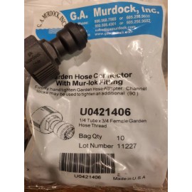 TENNANT / G. A.Murdock GA MURDOCK (U0421406) Garden Hose Connector 1/4" Tube 3/4" Fem