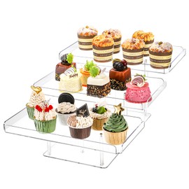 Nagpew Clear Cupcake Stand, 3 Tiered Acrylic Dessert Table Display Set, Food Display Riser Serving Platter for Wedding, Birthday Party, Baby Shower, Buffet