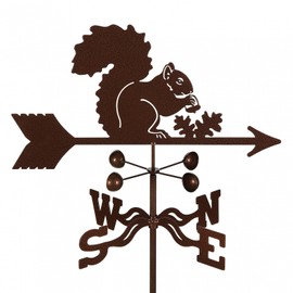 EZ Vane Squirrel Weathervane — Garden Mount, Wind Cups, Antique Copper Finish, Steel with Durable Triple Powder Coating, Handcrafted in USA