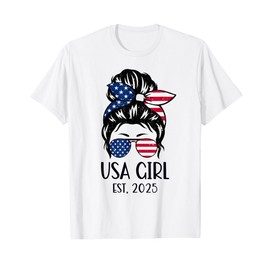 Us Citizen Est 2025 New Citizenship American USA Girl 2025 T-Shirt
