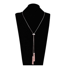 JERTOCLE Long Tassel Pendant Necklace Y Shaped Lariat Necklaces Adjustable Slide Necklace For Women (Rose Gold)