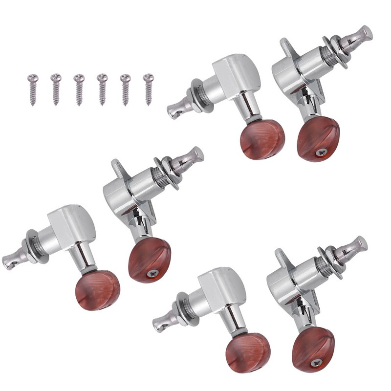 Tuner Pegs Tuning Machine Heads Button Silver Wooden Folk Guitar