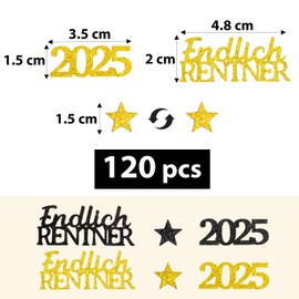 Ca. 120 Stück Endlich RENTNER Deko Konfetti, Ruhestand Tischdeko Partyzubehör Kinder Streudeko zum Beginn der Rente Geschenk für Männer Frauen Abschiedsfeier Pensionierung Party Dekoration